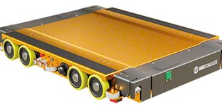 Naudojant kėlimo platformą padėklai transportuojami kanalais