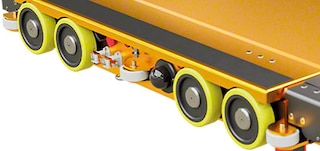 3D Shuttle vežimėlyje sumontuoti 8 važiavimo kanalais ratukai