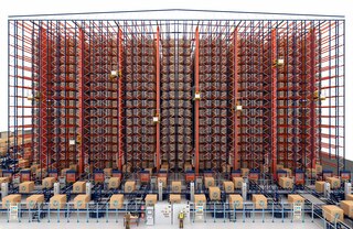 Automatiniai aukštųjų stelažų krautuvai padėklams gali pasiekti labai aukštai stelažiniuose sandėliuose