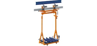 Kabinamieji vežimėliai juda bėgiais, pritvirtintais prie objekto lubų