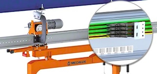 Viršuje montuojami bėgiai pritvirtinami prie sandėlio lubų ar kitos pakeltos konstrukcijos