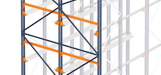 Stabdančioji sija saugo padėklą, kad jis neišvažiuotų iš juostos