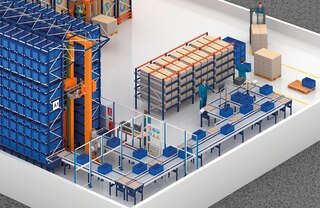 Konvejeriai yra esminės sudedamosios mažų krovininių AS/RS sistemų dalys