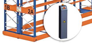 Movirack mobilių pagrindų judėjimą galima valdyti naudojant įmontuotus valdymo pultus