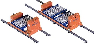 Mobiliosios platformos gabena padėklus tarp tarpinių grandinės taškų