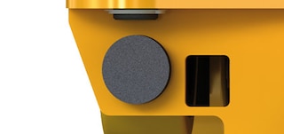 Shuttle vežimėlio stabdikliai sušvelnina kontaktą su stelažu