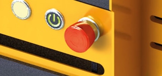 Shuttle įrenginio avarinio sustabdymo mygtukas