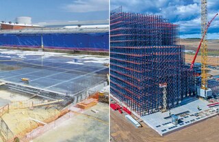 Pastatas iš stelažinių laikančiųjų konstrukcijų yra statomas ant betoninės plokštės